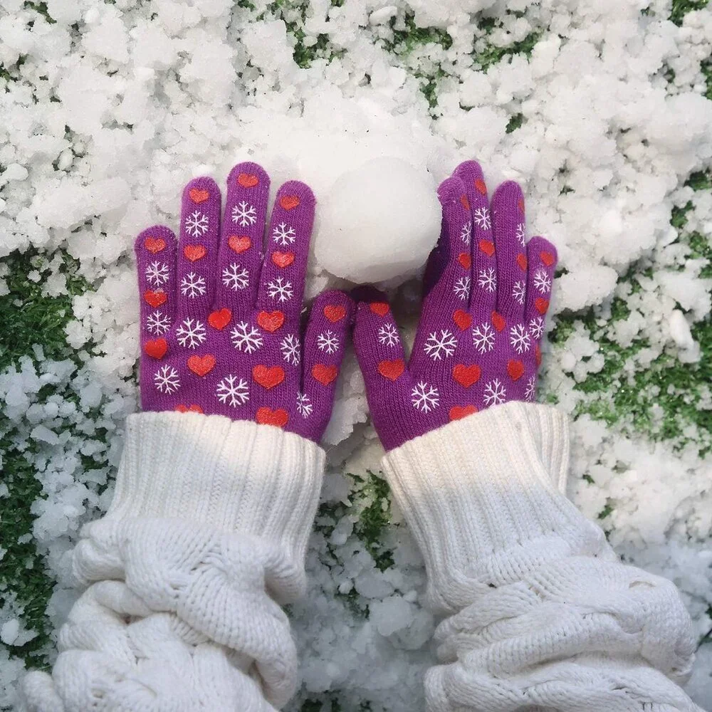 Kids Winter Gloves,3 Pairs Knit Warm Stretch Gripper Children Magic Glove for Bo